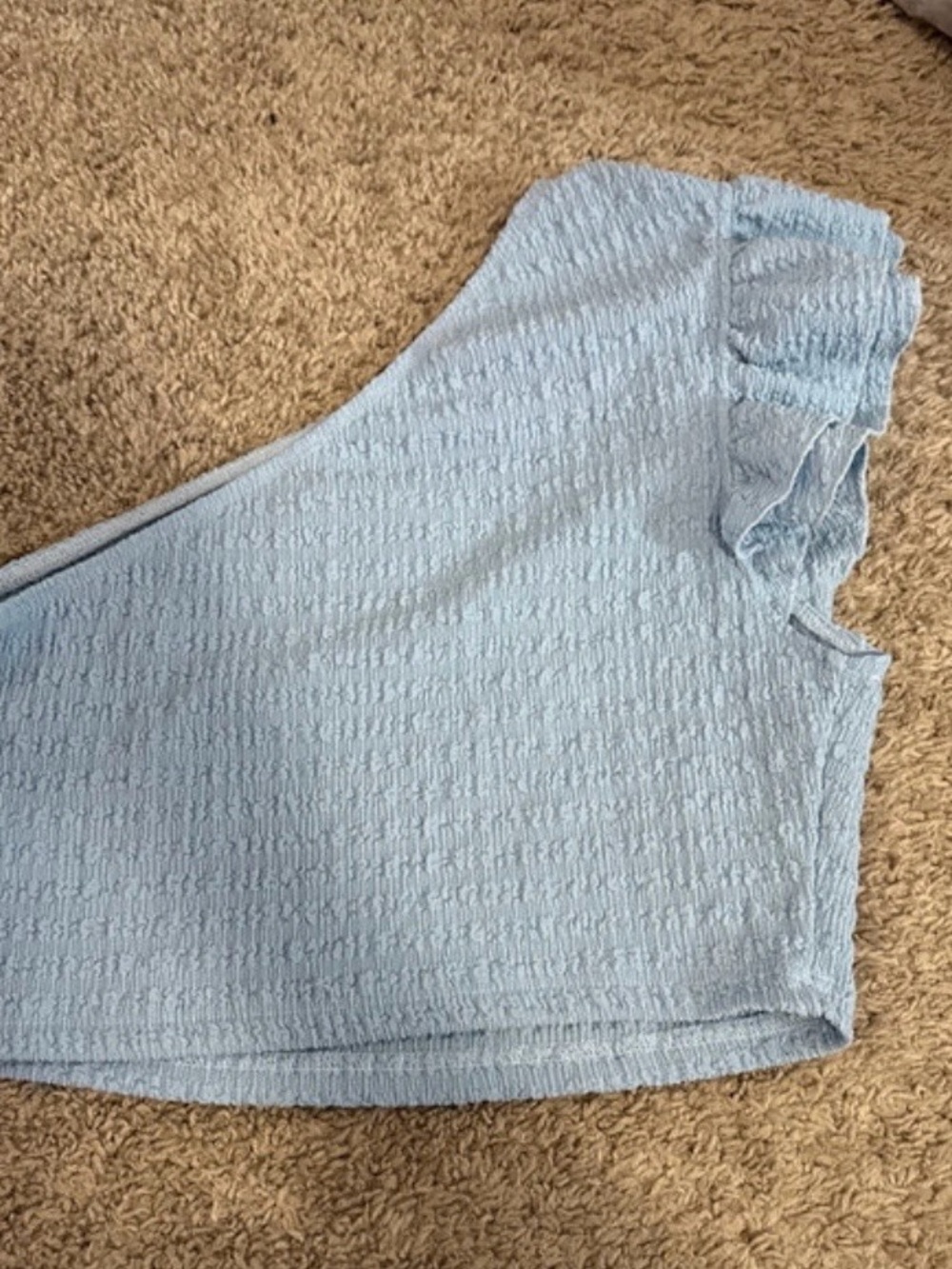 SHEIN Light Blue Textured Crewneck Sweater